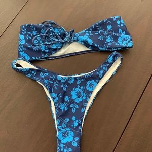 shein blue floral bikini
